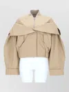 Ganni Coat Elasticated Hem Oversized Collar Pockets In Neutral