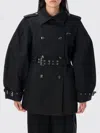 Ganni Twill Midi Trench Buckle In Black