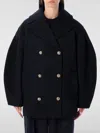 Ganni Balloon-sleeve Double-breasted Coat In Blue