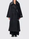 Ganni Double-face Wool Lace-up Coat In Black