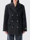 Ganni L-blend Oversized Double-breasted Peacoat In Blue