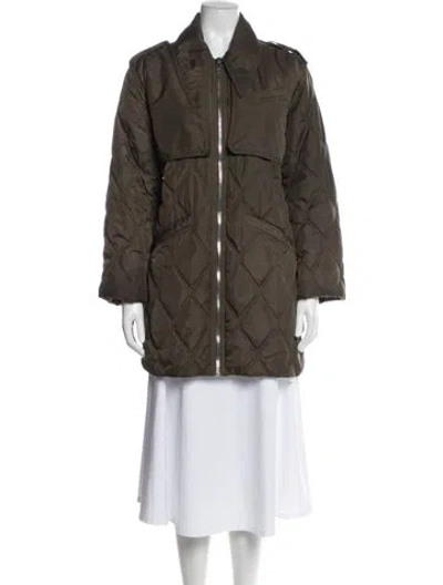 Pre-owned Ganni Coat In Green
