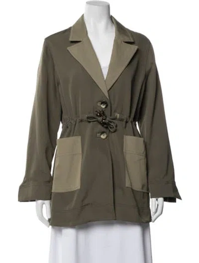Pre-owned Ganni Coat In Green