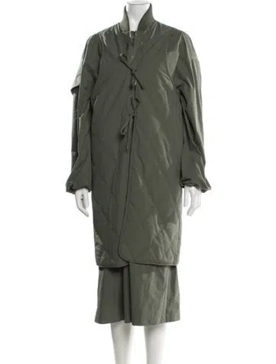 Pre-owned Ganni Coat In Green