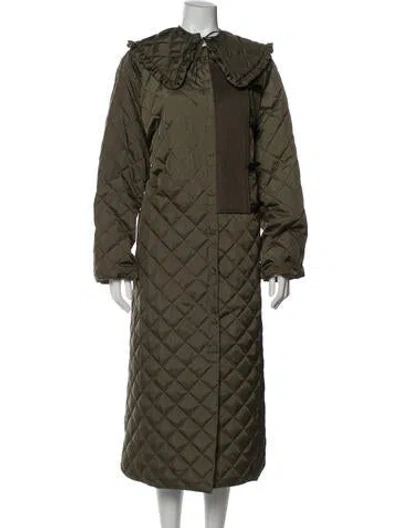 Pre-owned Ganni Coat In Green