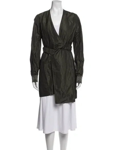 Pre-owned Ganni Coat In Green