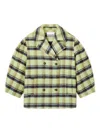 Ganni Oversized Double-breasted Checked Brushed-wool Coat In Multi