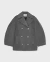 Ganni Kappa Peacoat Wool Midi Grå In Gray