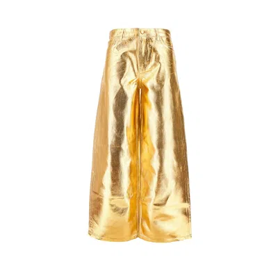 Ganni Coated Denim Pants In Gold