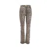 Ganni Print Denim Betzy Cropped Jeans Leopard In Multicolor