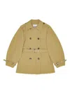 Ganni Beige Midi Double-breasted Trench Coat In Brown