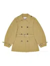 Ganni Beige Midi Double-breasted Trench Coat In Brown