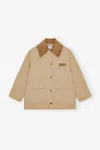 Ganni Corduroy-collar Utility Jacket In Brown