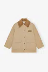 Ganni Corduroy-collar Utility Jacket In Brown
