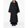 Ganni Double-face Wool Lace-up Coat In Black