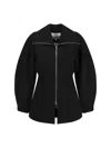 Ganni Black Bonded Crepe Curve Sleeve Jacket In Black