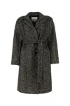 Ganni Herringbone-pattern Coat In Black