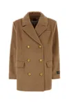 Ganni Ivory Recycled Wool Jacket In Brown