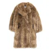 Ganni Notched-lapel Faux-fur Coat In Brown