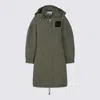 Ganni Military Green Nylon Down Jacket In Green