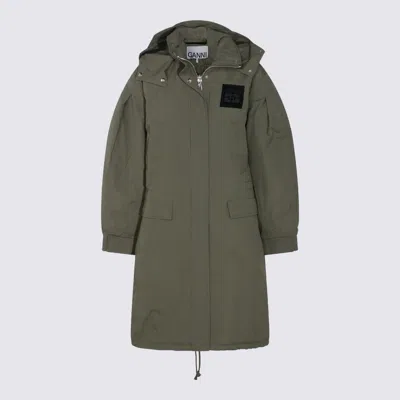 Ganni Military Green Nylon Down Jacket