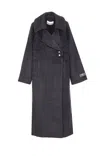 Ganni Double-face Wool Lace-up Coat In Gold