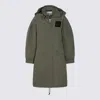 Ganni Military Green Nylon Down Jacket In Green