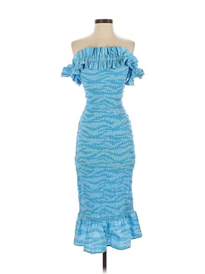 Pre-owned Ganni Cocktail Dress In Blue