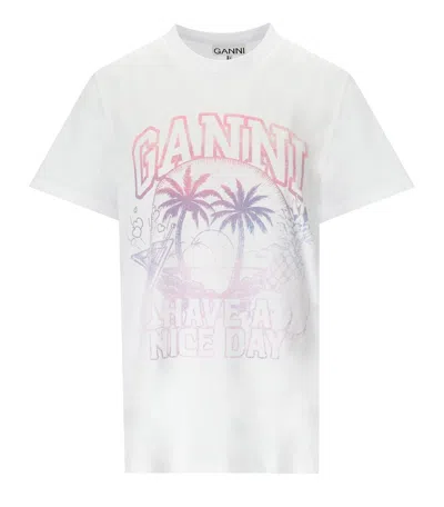 Ganni Cocktail White T Shirt