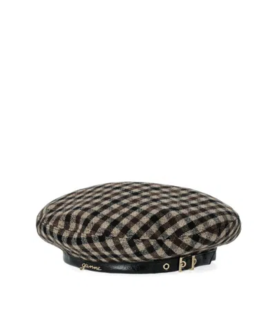 GANNI GANNI COFFEE CHECK BERET