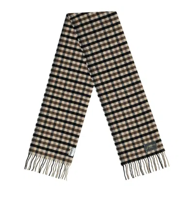 Ganni Coffee Check Scarf In Brown