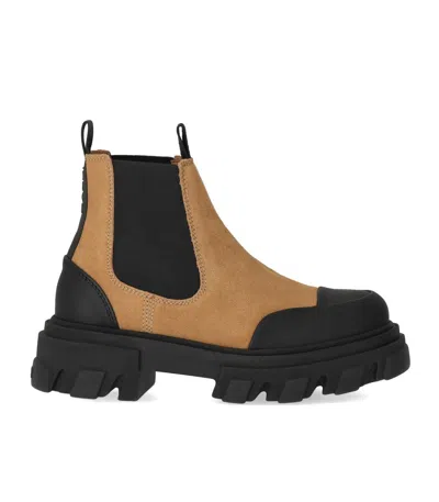 Ganni Low Chelsea Ankle Boots  Leather Brown