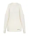 Ganni Chunky Soft Wool Open Shoulder Pullover In White