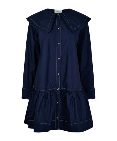 Ganni Collar Mini Dress In Multi