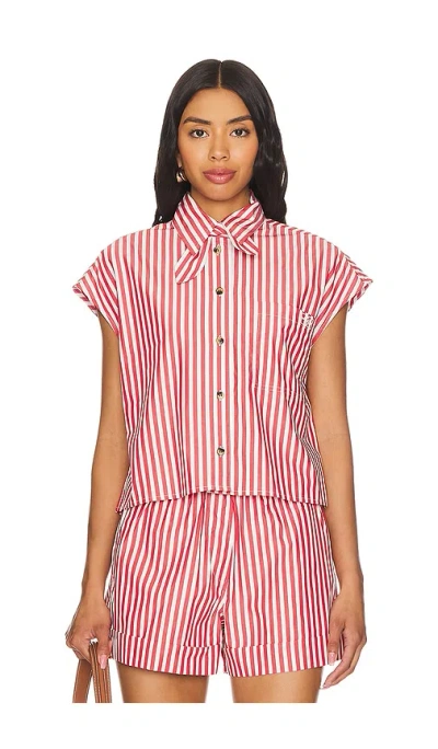 Ganni Collar Shirt In Barbados Cherry