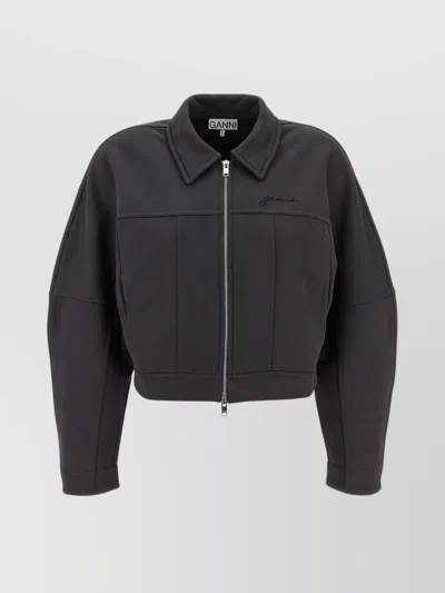 GANNI COLLARED NECK PANEL DETAILING BOMBER JACKET