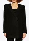 Ganni Collarless Single-breasted Blazer In Black