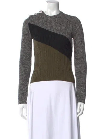 Pre-owned Ganni Colorblock Pattern Crew Neck Sweater In Grey
