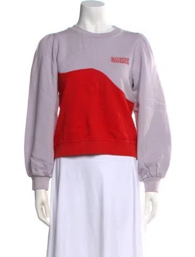 Pre-owned Ganni Colorblock Pattern Crew Neck Sweatshirt In Purple