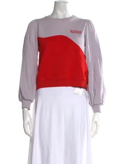 Pre-owned Ganni Colorblock Pattern Crew Neck Sweatshirt In Red