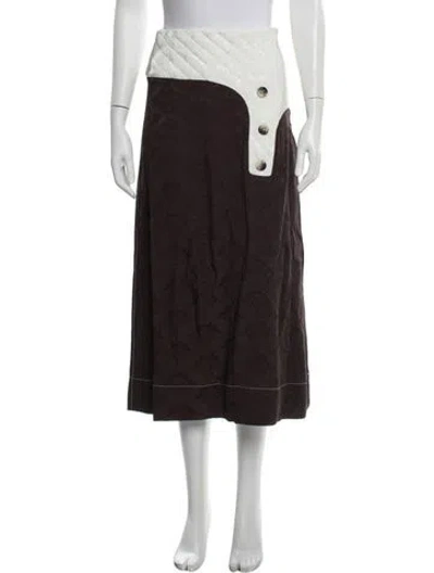 Pre-owned Ganni Colorblock Pattern Midi Length Skirt In Brown