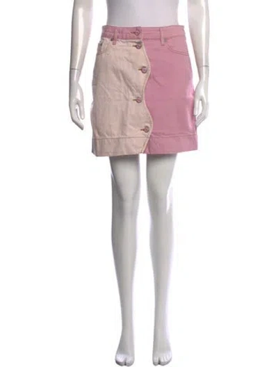 Pre-owned Ganni Colorblock Pattern Mini Skirt In Pink