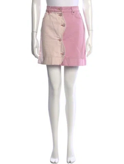 Pre-owned Ganni Colorblock Pattern Mini Skirt In Pink