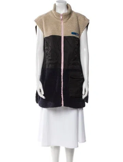 Pre-owned Ganni Colorblock Pattern Vest In Black