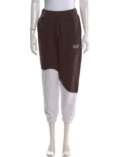 Pre-owned Ganni Colorblock Pattern Wide Leg Pants In Brown