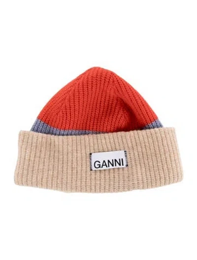 Pre-owned Ganni Colorblock Wool-blend Beanie