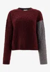 Ganni Wool Cashmere Cable Oversized O-neck Pullover Knitwear Bordeaux In Bordeaux