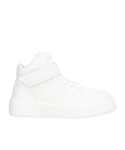 Ganni Color-blocked High-top Sneakers In White