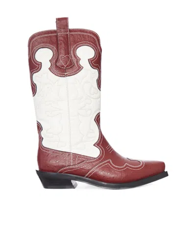 Ganni Color-blocked Mid-calf Boots In Multi