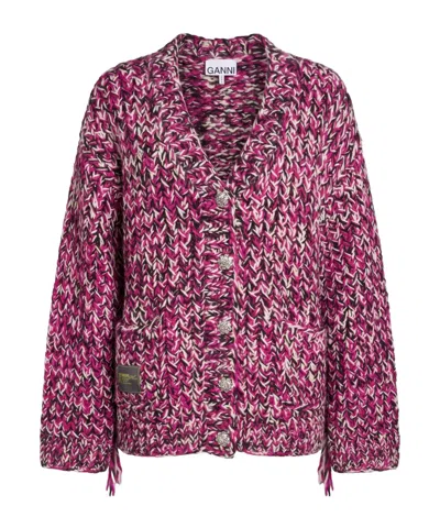 Ganni Colorful Thick Wool Knit Sweater In Pink